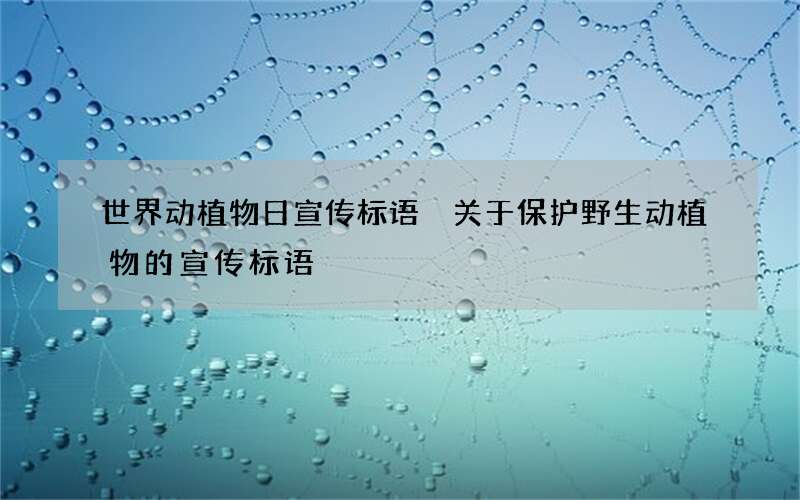 世界动植物日宣传标语 关于保护野生动植物的宣传标语